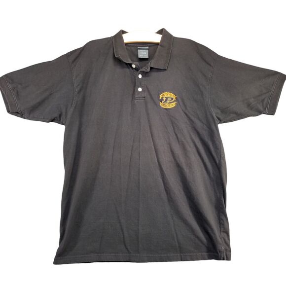Pro Edge Men's Purdue Boilermakers Polo Shirt Black XL Short Sleeve Straight Hem - Picture 1 of 13